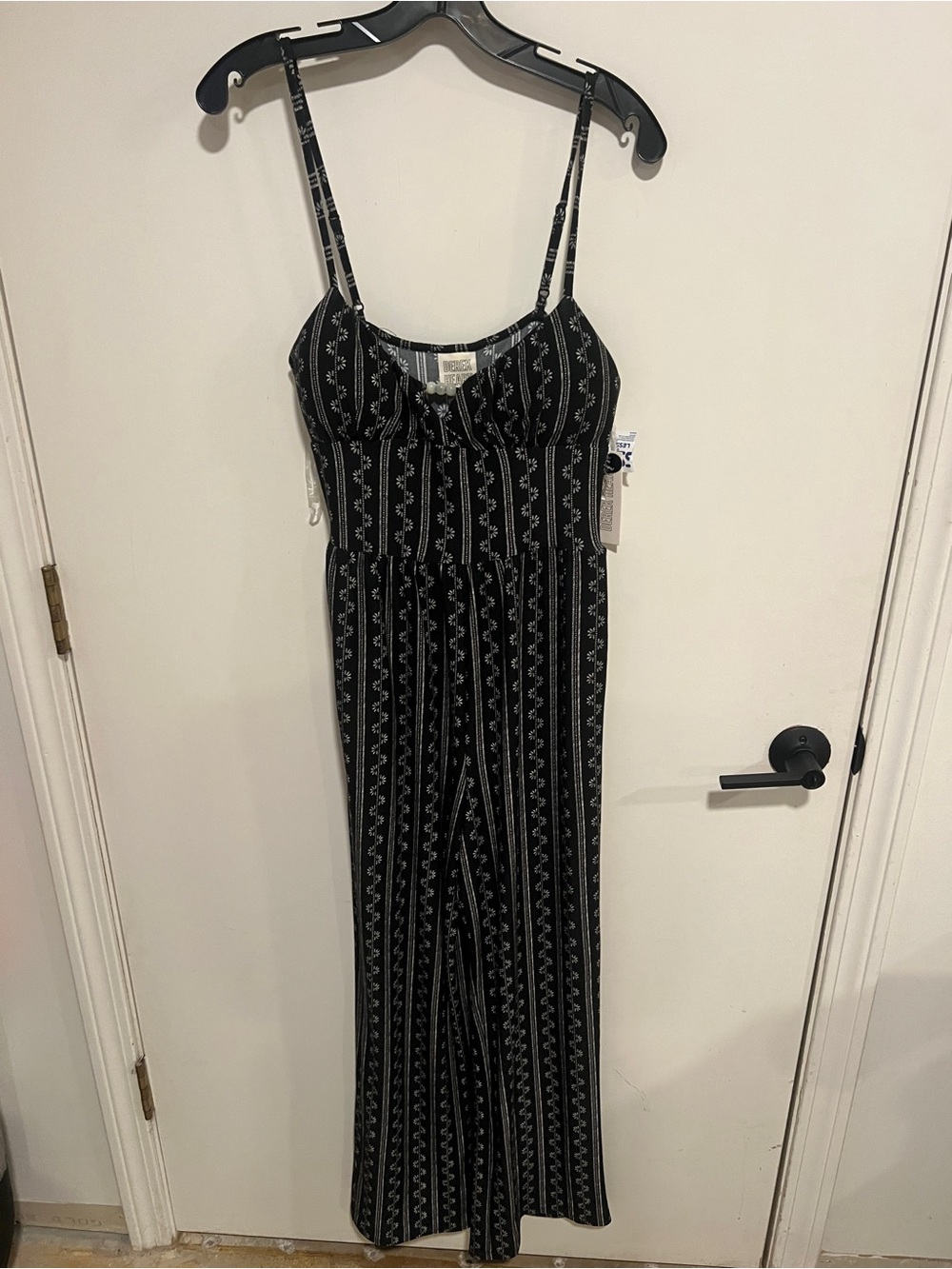 Derek Heart Black Striped Spaghetti-Strap Jumpsuit